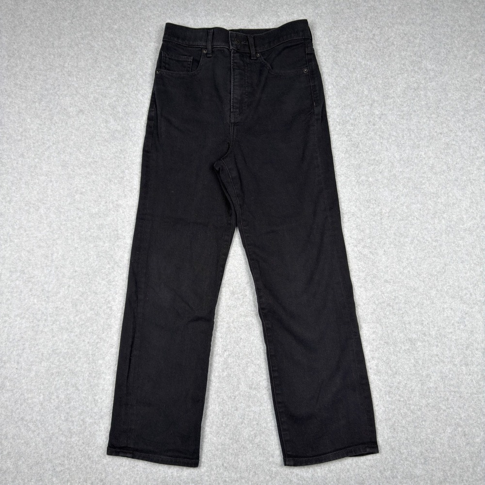 Express Straight Super High Rise Jeans Womens 0 Black Denim Stretch